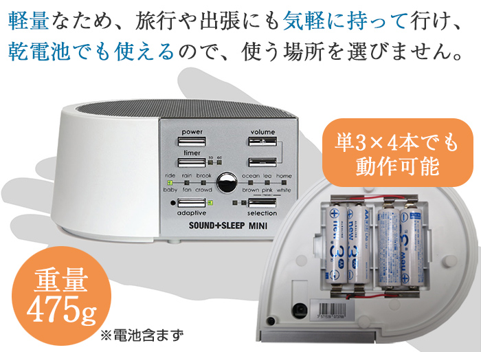 電源は単3×4本の乾電池でも使用可能などーみん